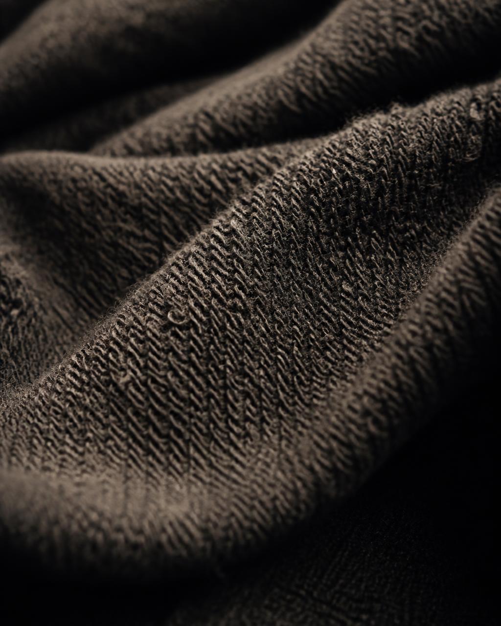 Macro detail of 400 GSM brushed heavyweight fleece
